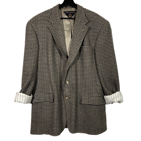 Vintage Tommy Hilfiger Houndstooth Blazer 44L Three-Button USA Union Academia - Picture 8 of 14